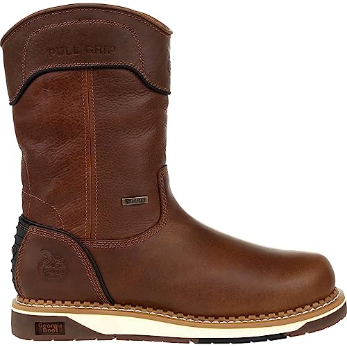 Georgia Boot Men's Brown Amp Lt Wedge Waterproof Pull on Industrial Boot