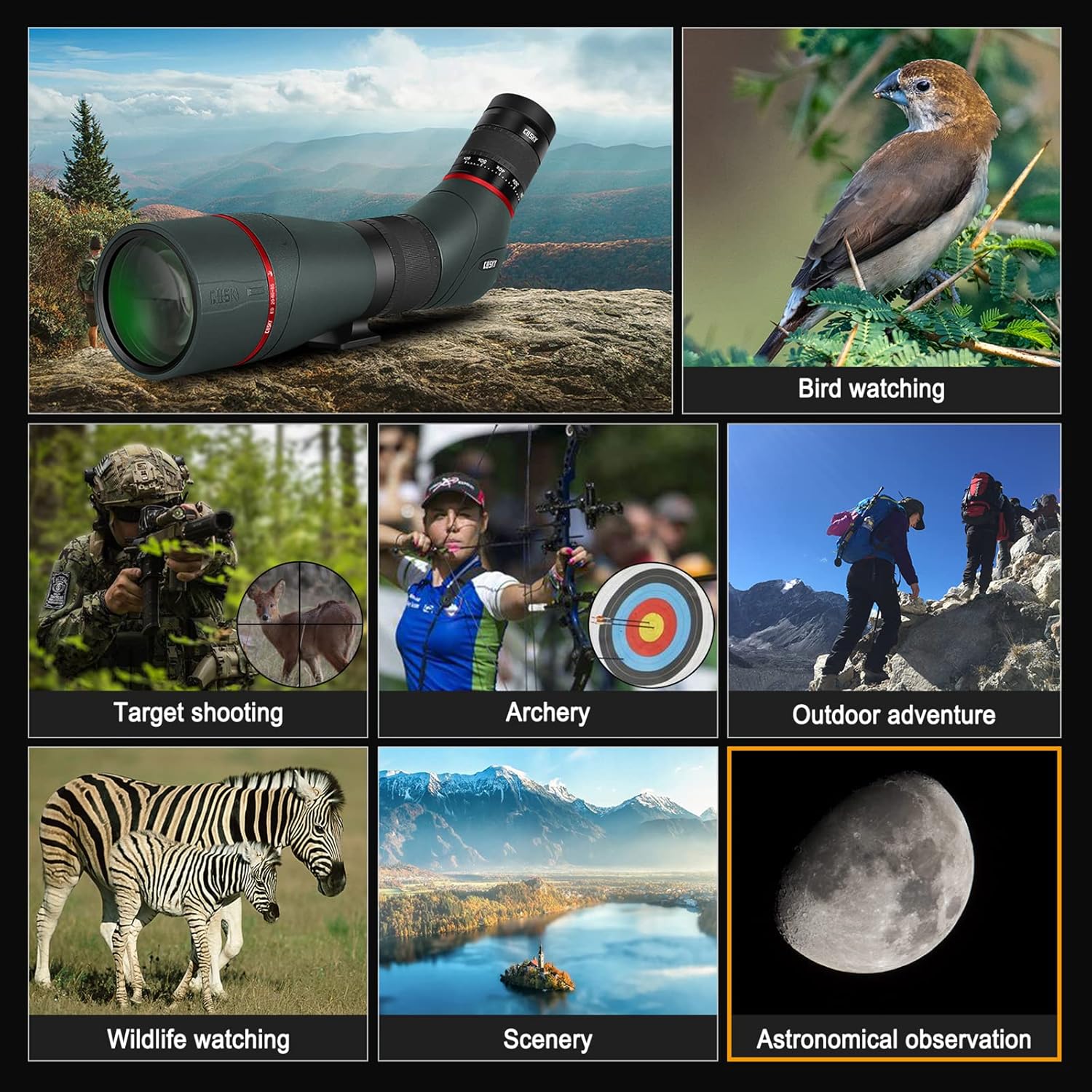 Gosky EagleView Upgrade 20-60x85mm ED Spotting Scope - Ultra High Definition & Extra-Low Dispersion Optics Spotter Scope with Smartphone Adapter