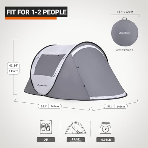 EchoSmile Camping Instant Pop Up Tent, 2/4/6/8/10 Person, Water Resistant Dome, Easy Setup for Camping Hiking and Outdoor, Portable with Carry Bag