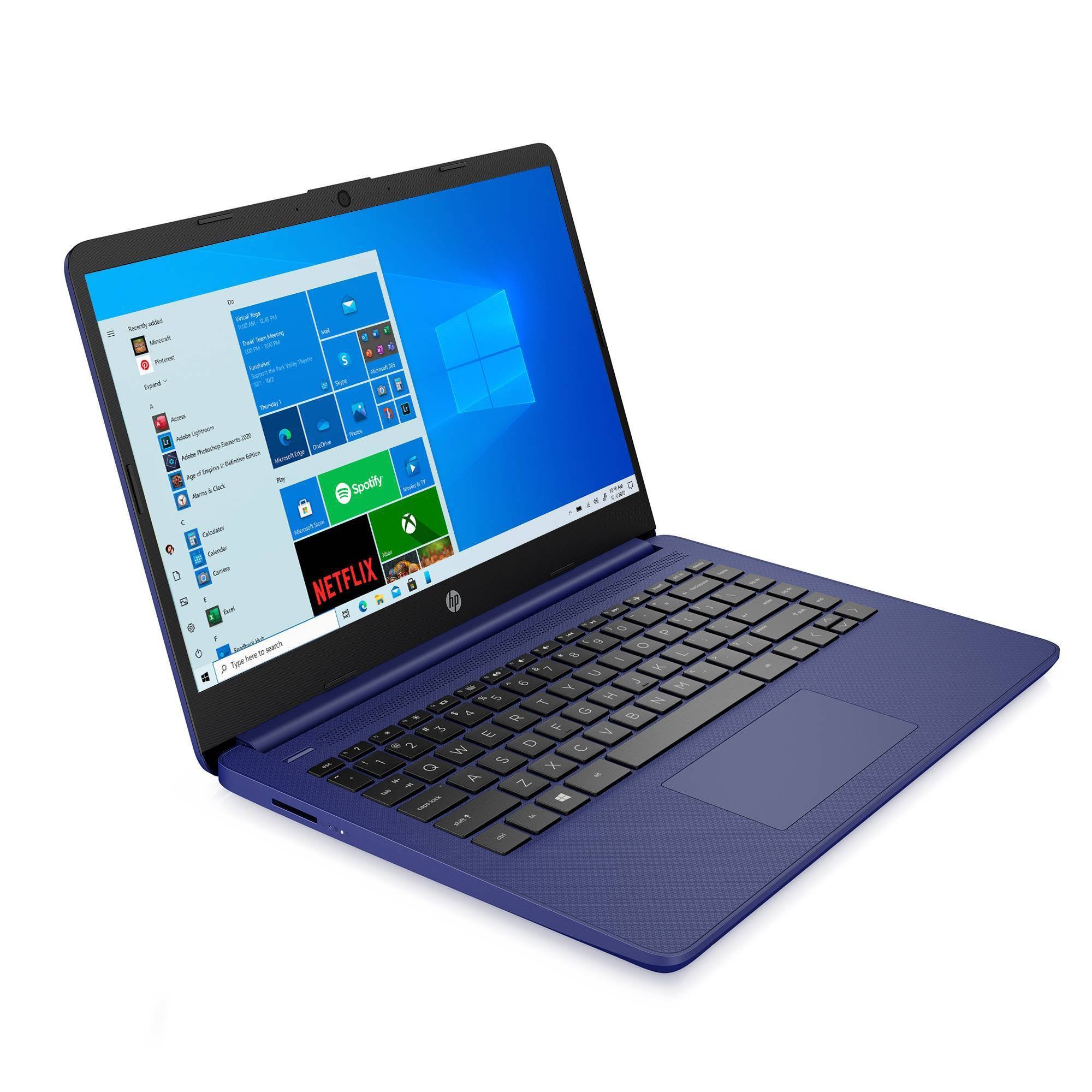 HP 14x22 Laptop with Windows 10 Home in S Mode - Intel Processor - 4GB Ram - 64GB Flash Storage – Indigo Blue (14-dq0005tg)