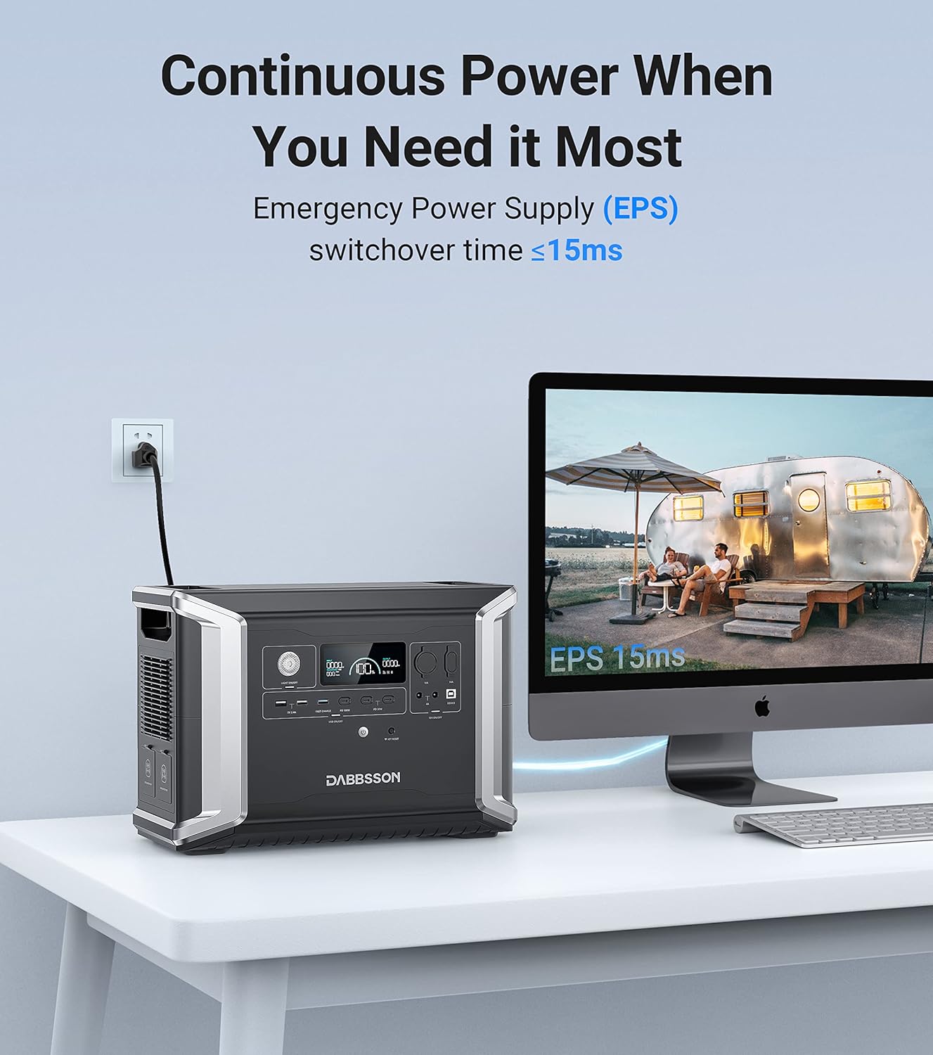 Dabbsson Portable Power Station DBS2300, 2330Wh EV Semi-solid State LiFePO4 Home Battery Backup, Max 8330Wh, 5×2200W AC Outlets