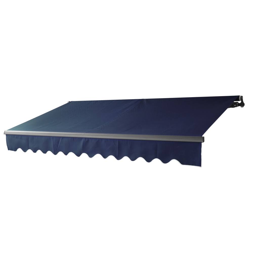 Aleko ABM10X8BLUE30 Motorized Black Frame Retractable Home Patio Canopy Awning 10&x8& Blue