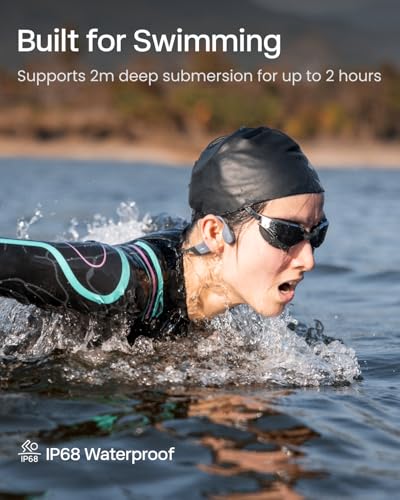 SHOKZ OpenSwim Pro - Open-Ear Bluetooth Headphones & 32GB MP3 Player, IP68 Waterproof, Bone Conduction Headphones, Secure Fit for Workouts