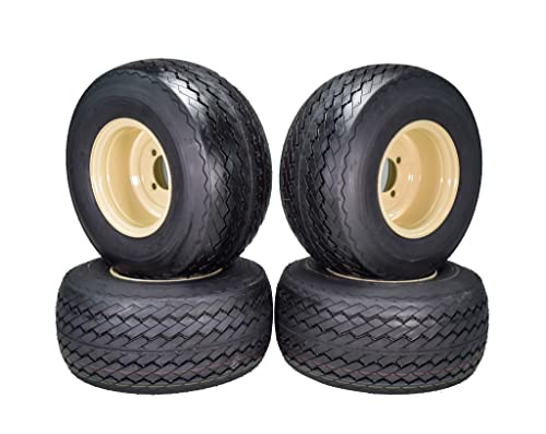 18x8.50-8 OEM Golf Cart Wheels and Golf Cart Tires Combo - Set of 4 (18x8.5-8, Beige)