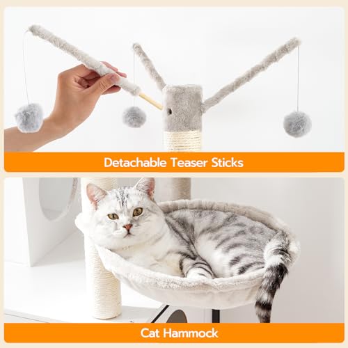 HOOBRO Cat Tree with Litter Box Enclosure, 27.6" L x 18.9" W x 52" H, All-in-One Wooden Cat Tower, Cat Furniture for Indoor Cats