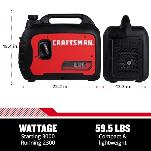 Craftsman C0010250 2,500-Watt Gas Portable Generator - Reliable Power for Outdoor Activities - Quiet Operation - Lightweight and Compact Design