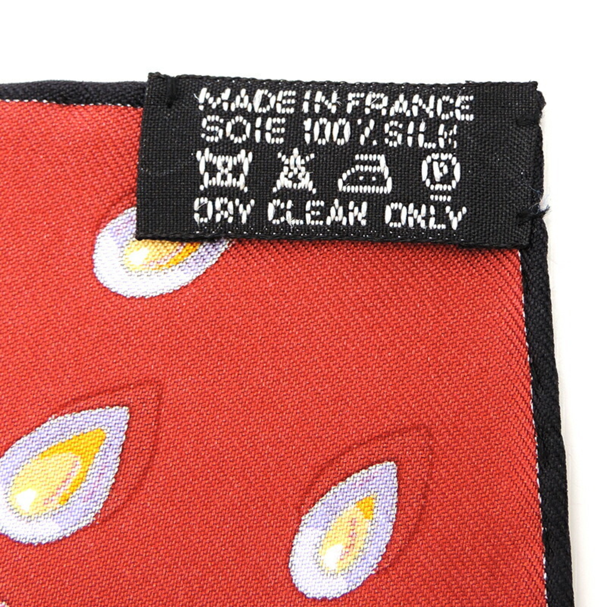 Pre-Owned Hermes Carre 90 Hidden Treasure Women's Scarf Muffler 100% Silk Gray Purple Orange (Good)