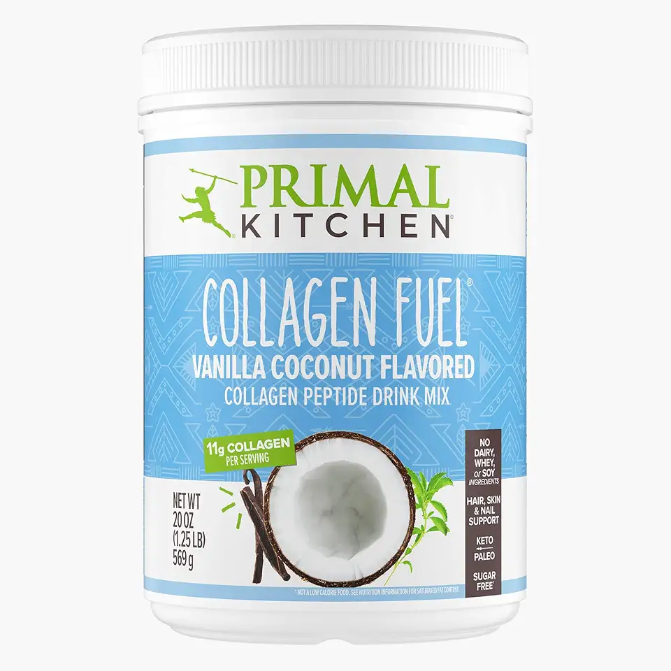 Primal Kitchen Vanilla Collagen Fuel® Drink Mix, Vanilla Coconut Collagen Peptides, No Dairy or Artificial Sweeteners, 20 Ounces