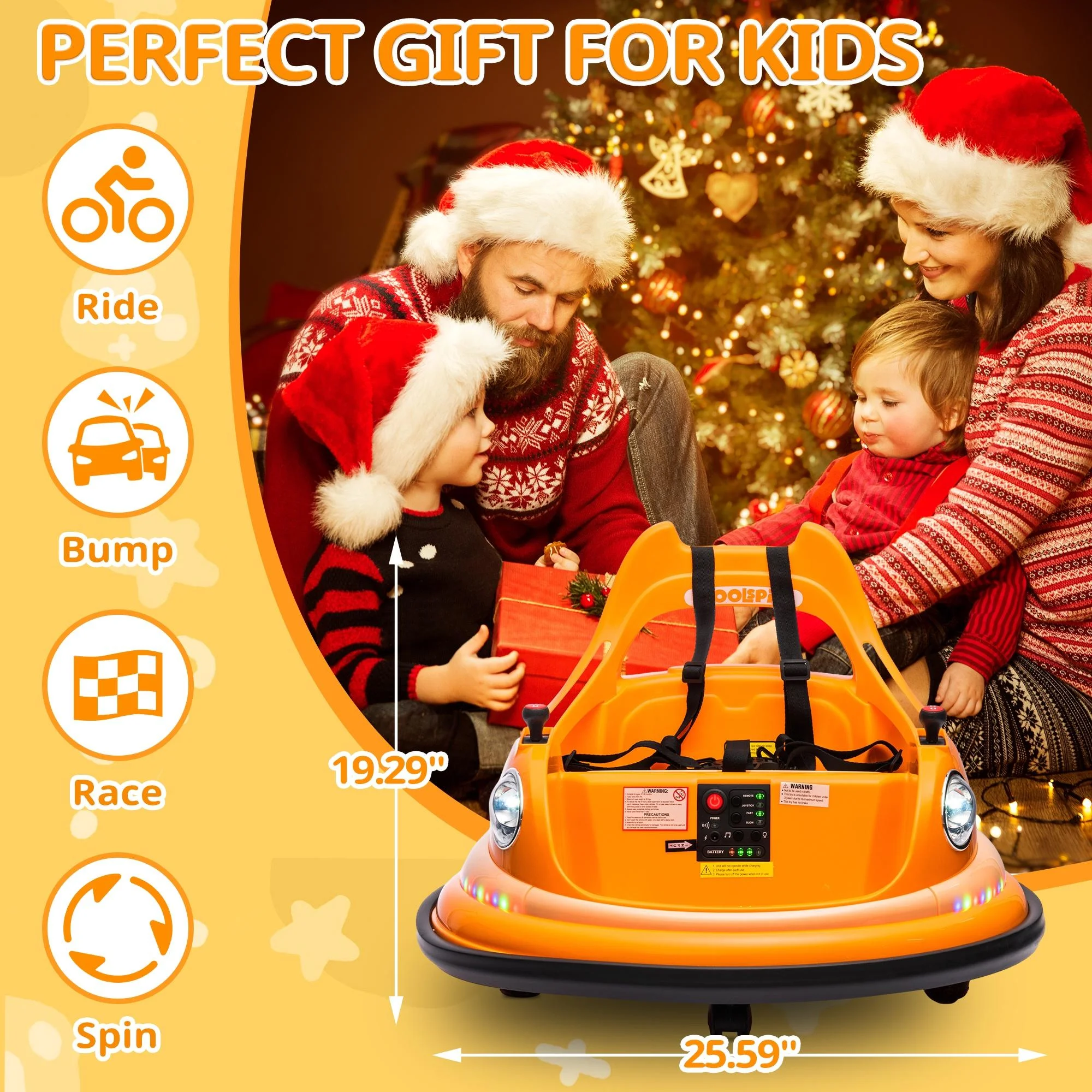 iRerts 12V Bumper Cars for Kids, Bumper Car Ride on with Remote Control, Battery Powered Kids Ride on Toys for 2-5 Year Old Boys Girls