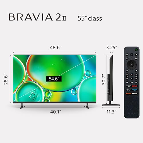 Sony BRAVIA 2 II 55 Inch 4K Ultra HD LED Smart TV with Google TV and Exclusive Features for PlayStation®5 (K-55S20M2), 2025 Model