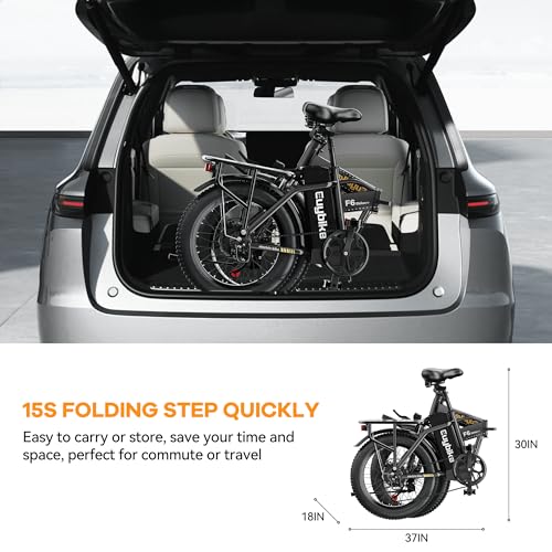 1000W Folding Electric Bike,48V 20AH Removable Battery E Bike,30+MPH,80 Miles Max Range Electric Bike for Adults,20" Fat Tire Foldable ebike