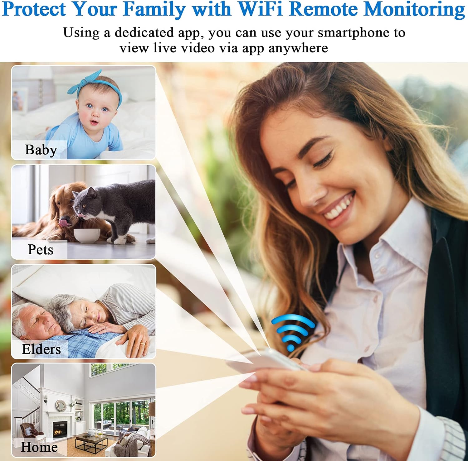 WiFi Camera, Home Security Camera Wireless Indoor Phone App, 1080P Nanny Cam with Motion Detection,Night Vision