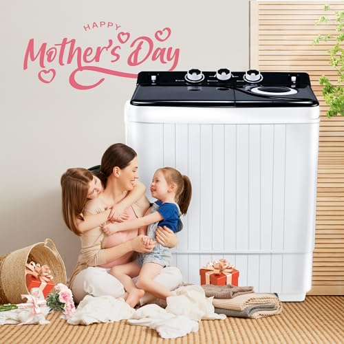 Portable Washing machine Mini Washer and Dryer Combo Compact Twin Tub Washing Machine Laundry Washer & Spinner with Built-in Gravity Drain