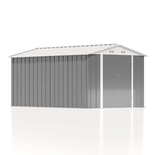 Patiowell 5x3 FT Outdoor Storage Shed, Tool Shed with Sloping Roof and Lockable Door, Metal Shed for Backyard Garden Patio Lawn, Brown