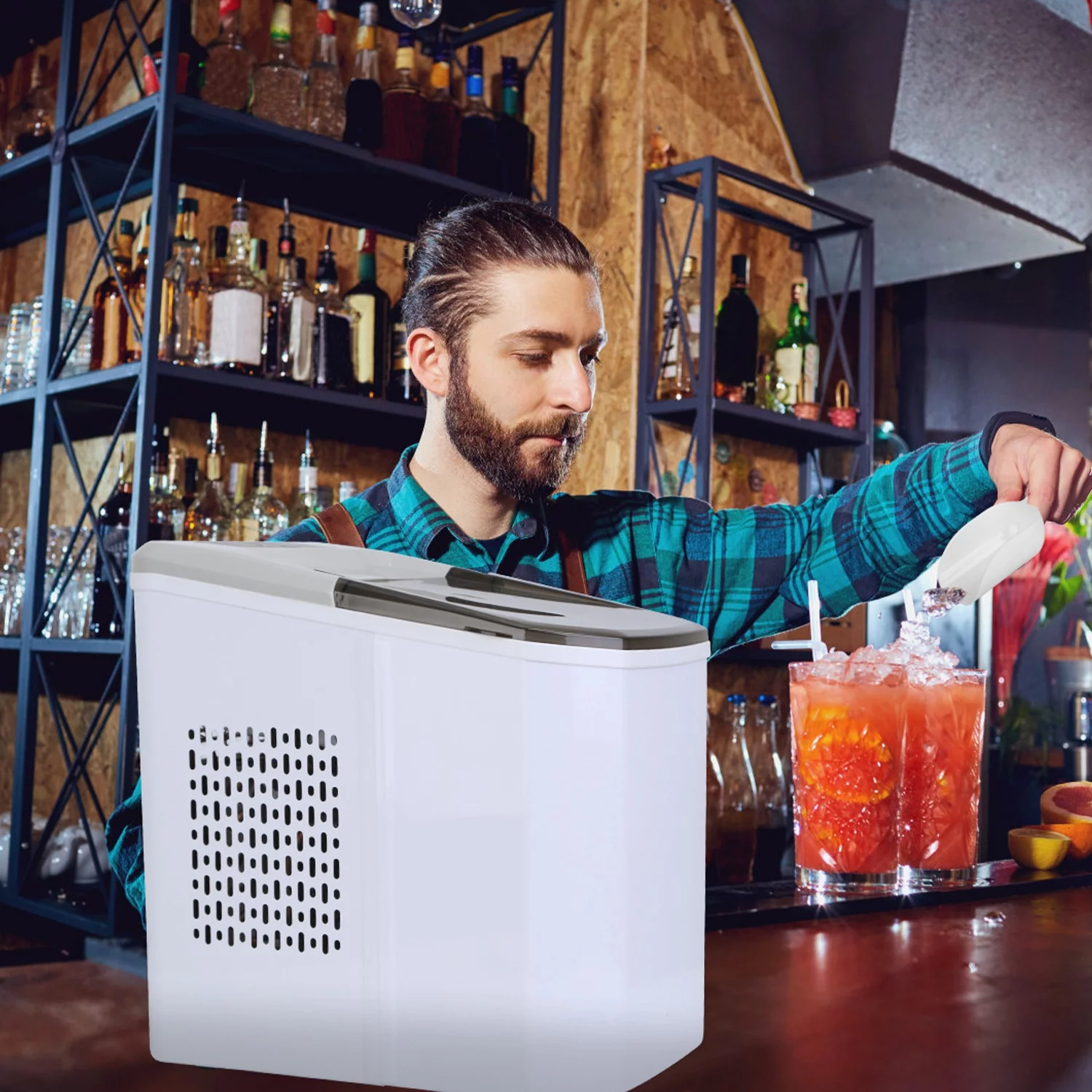 Countertop Ice Maker, Max 33Lbs/24H, 9 Bullet-Shaped Ice Cubes Ready in 6 Mins