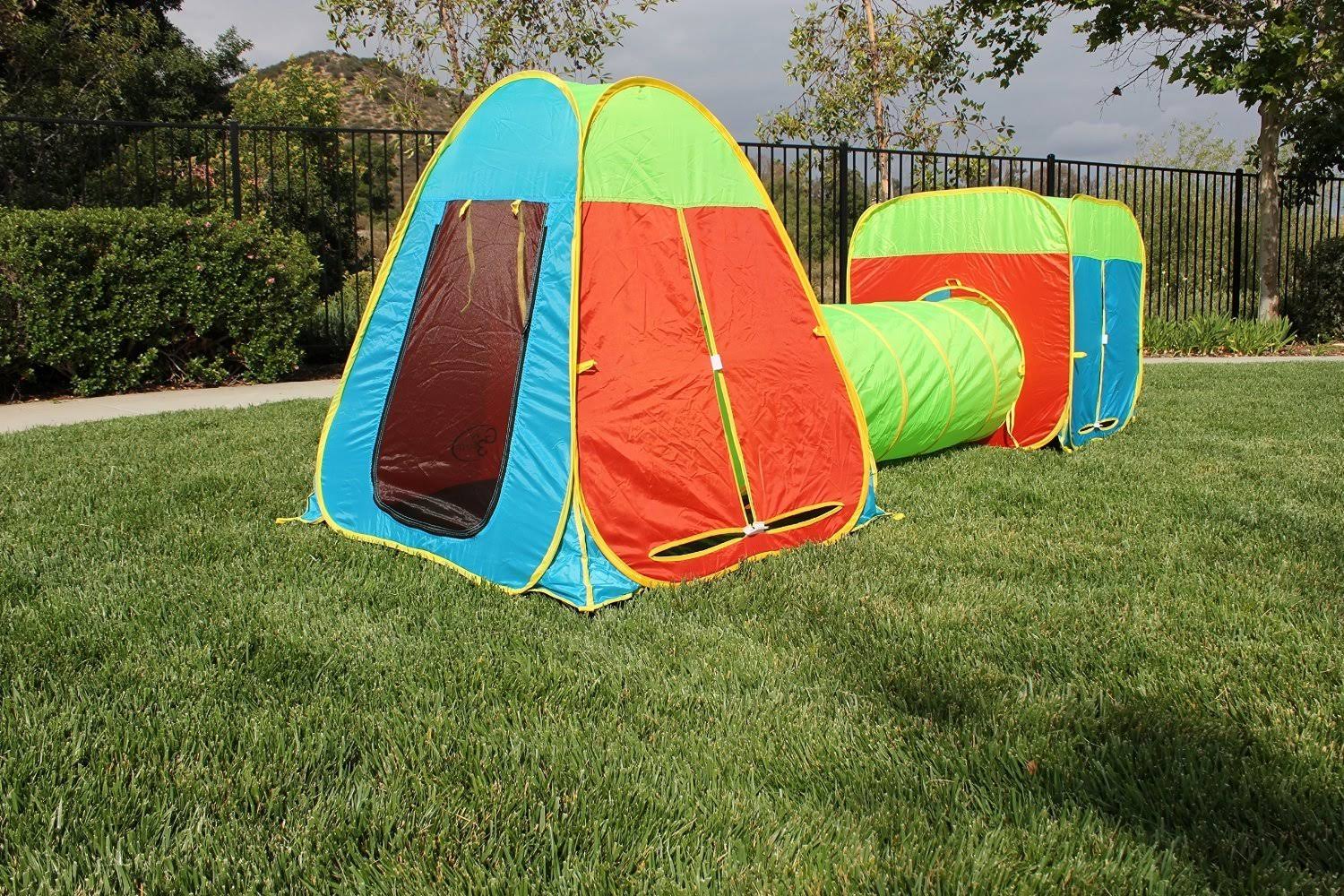 G3ELITE Kids Play Tent 3 Piece Pop Up Set Foldable with Attachable Tunnel and Carry Case Indoor/Outdoor Boys/Girls Toddlers - Megean
