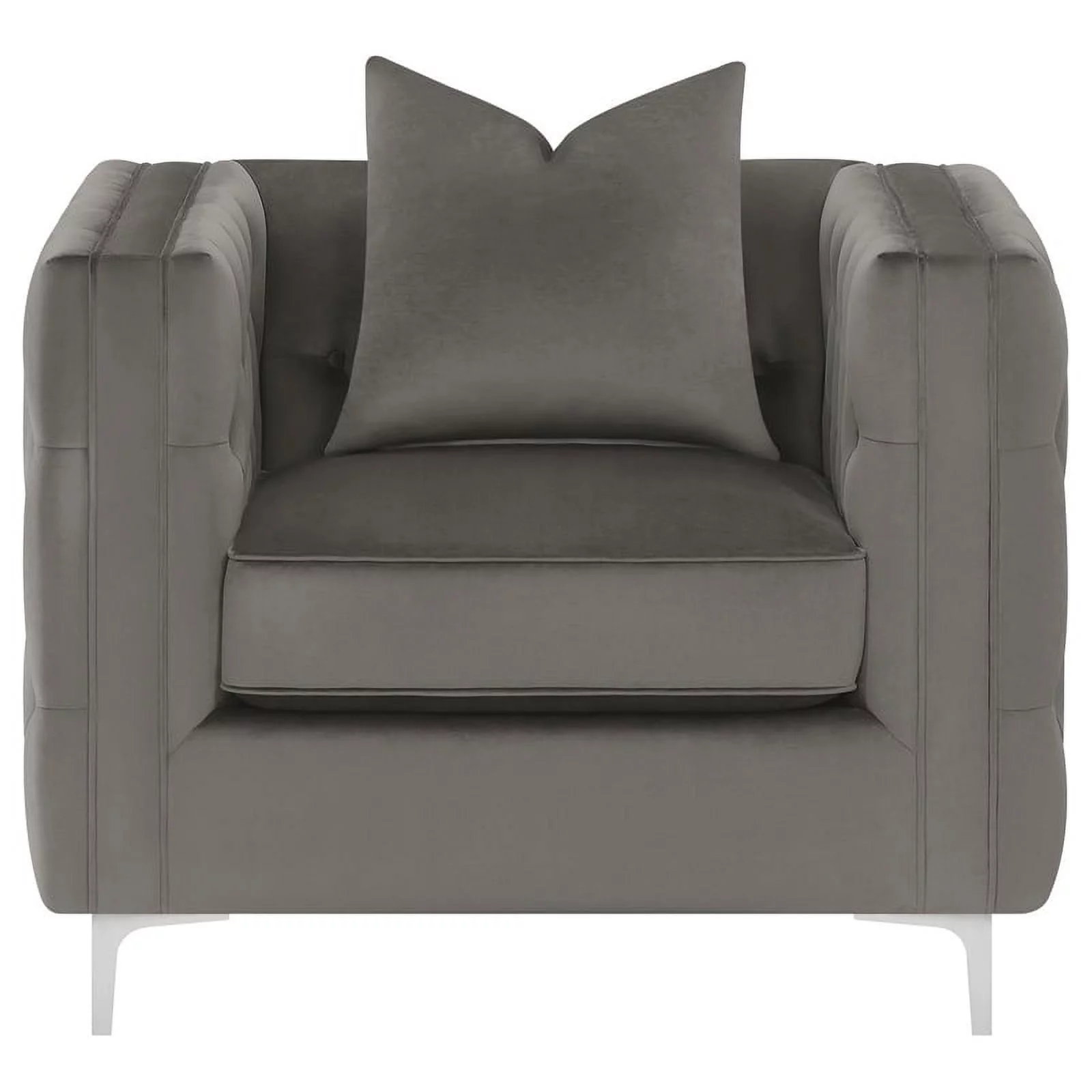 Maklaine 3-piece Velvet Tufted Tuxedo Arms Living Room in Set Urban Bronze