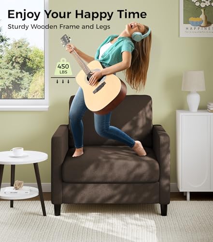 Sofa Accent Chair, 33" Reading Chair for Bedroom, Tool-Free Setup Living Room Accent Chairs, Comfy Arm Chairs Living Room, All-Wood Reading Nook
