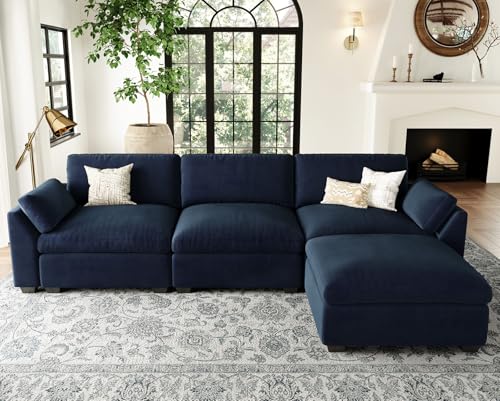 Belffin Extra Large Modular Sectional Sofa,106.3" 4-Seater L Shaped Couch,Velvet Convertible Sectional Couches for Living Room