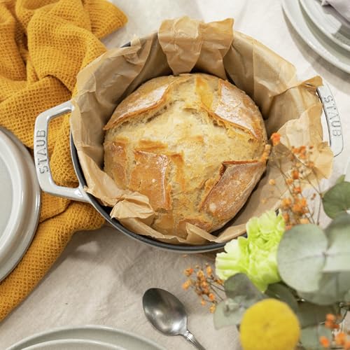 STAUB Cast Iron Dutch Oven 5.5-qt Round Cocotte, Made in France, Serves 5-6, Black Matte