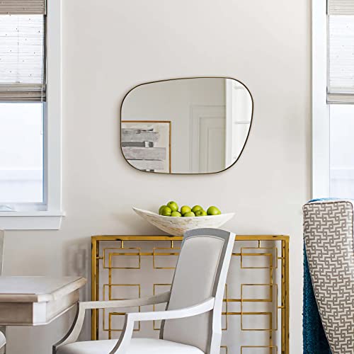 ANDY STAR Irregular Mirror Asymmetrical Mirror for Wall 24x36” Brushed Gold Bathroom Mirror