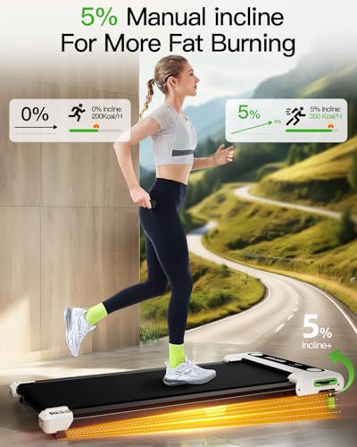 Walking Pad with Incline, Under Desk Treadmill for Home, 2.5HP Portable Treadmills with Remote Control, 4 in 1 Incline Treadmill with LED Display