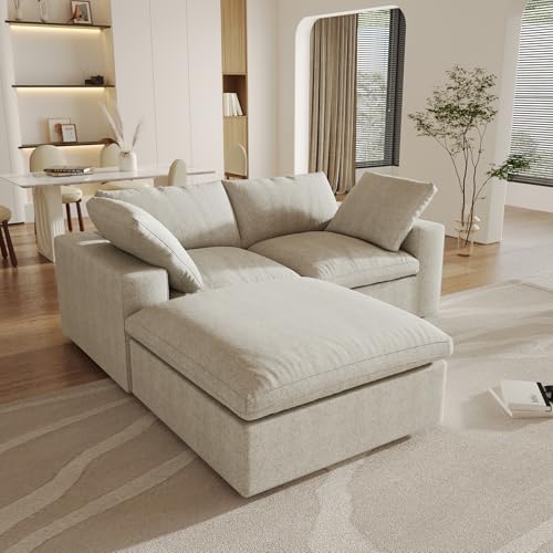 160.6" Cloud Couch Modular Sectional Sofa for Livingroom,Oversized Convertible Sofa with Storage Ottomans,6 Seat Wide Couches