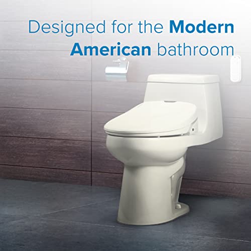 Brondell Swash 1400 Luxury Bidet Toilet Seat, Fits Elongated Toilets, Biscuit – High Quality Bidet – Dual Stainless-Steel Nozzles with Nozzle Clean