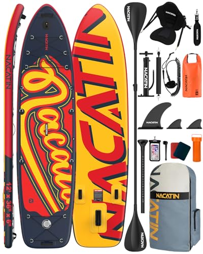 Inflatable Stand Up Paddle Board 12' with Kayak Seat & Dual Paddles &ndash