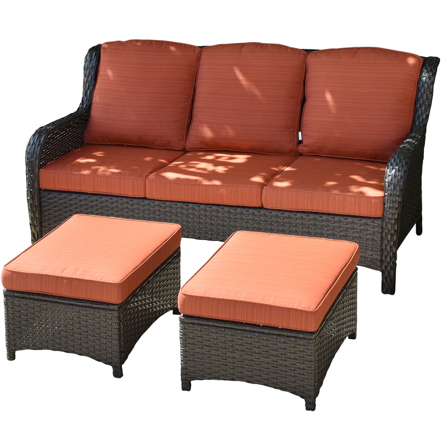 Ovios Outdoor Patio Furniture Set on sale 3 Pieces, Wicker Patio Sectional Furniture Set, PE Rattan Seating Group with Ottoman for Backyard