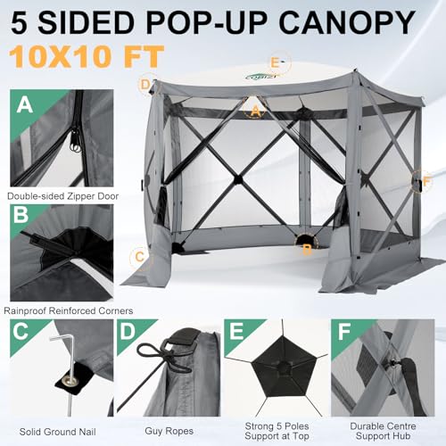 COBIZI 12x12ft Pop up Gazebo Screen Tent Screen House for Camping, Camping Outdoor Screened Gazebo, Canopy Tent