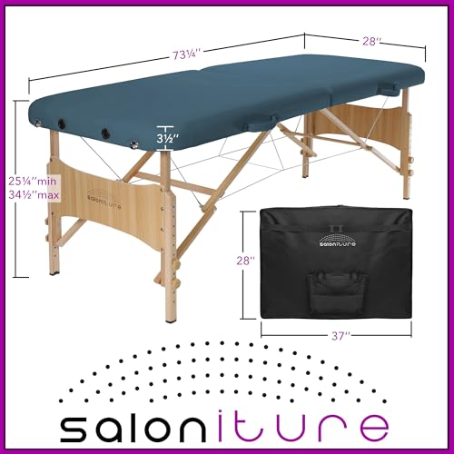 Saloniture Basic Portable Folding Massage Table - Black