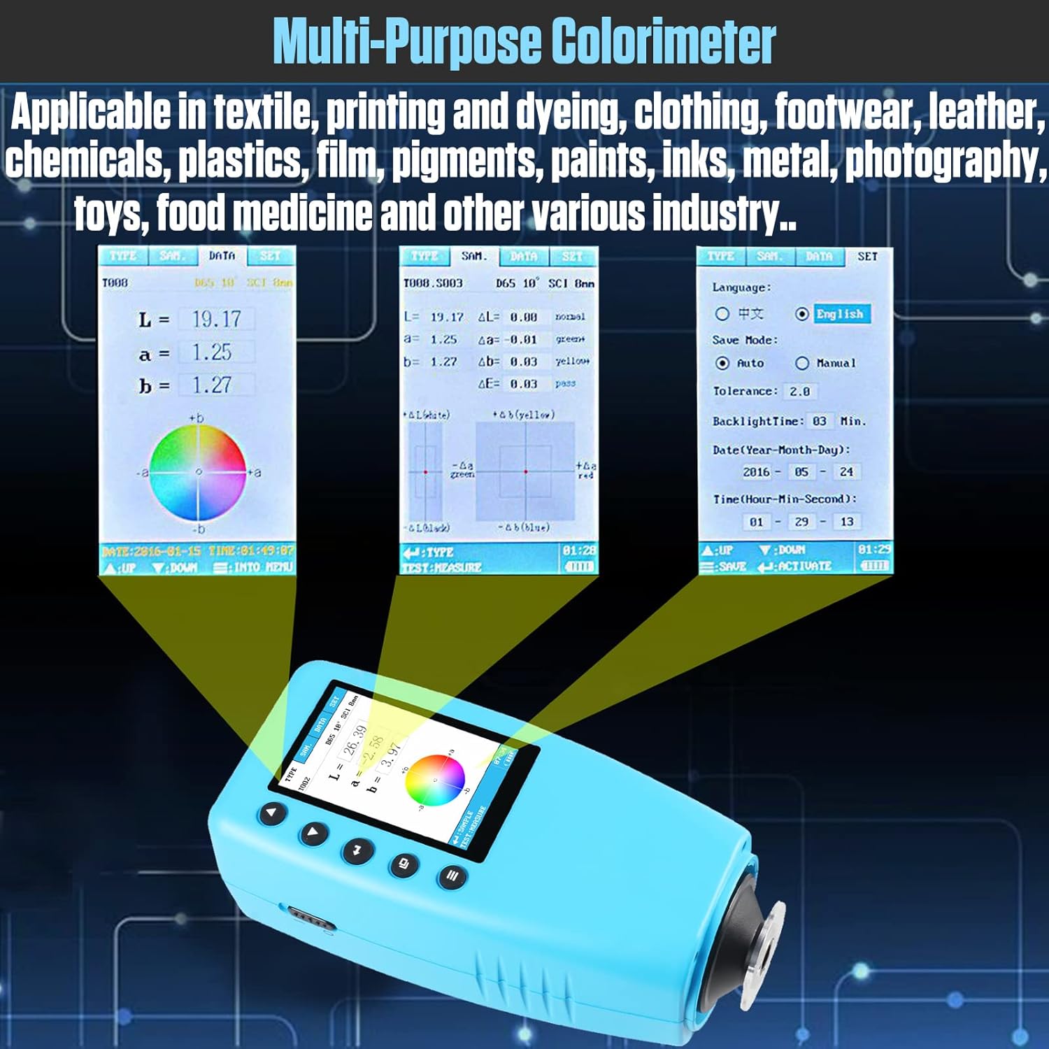 Precise Portable Color Analyzer Digital Color Reader with 8mm Aperture and True -Color Display Test Kit