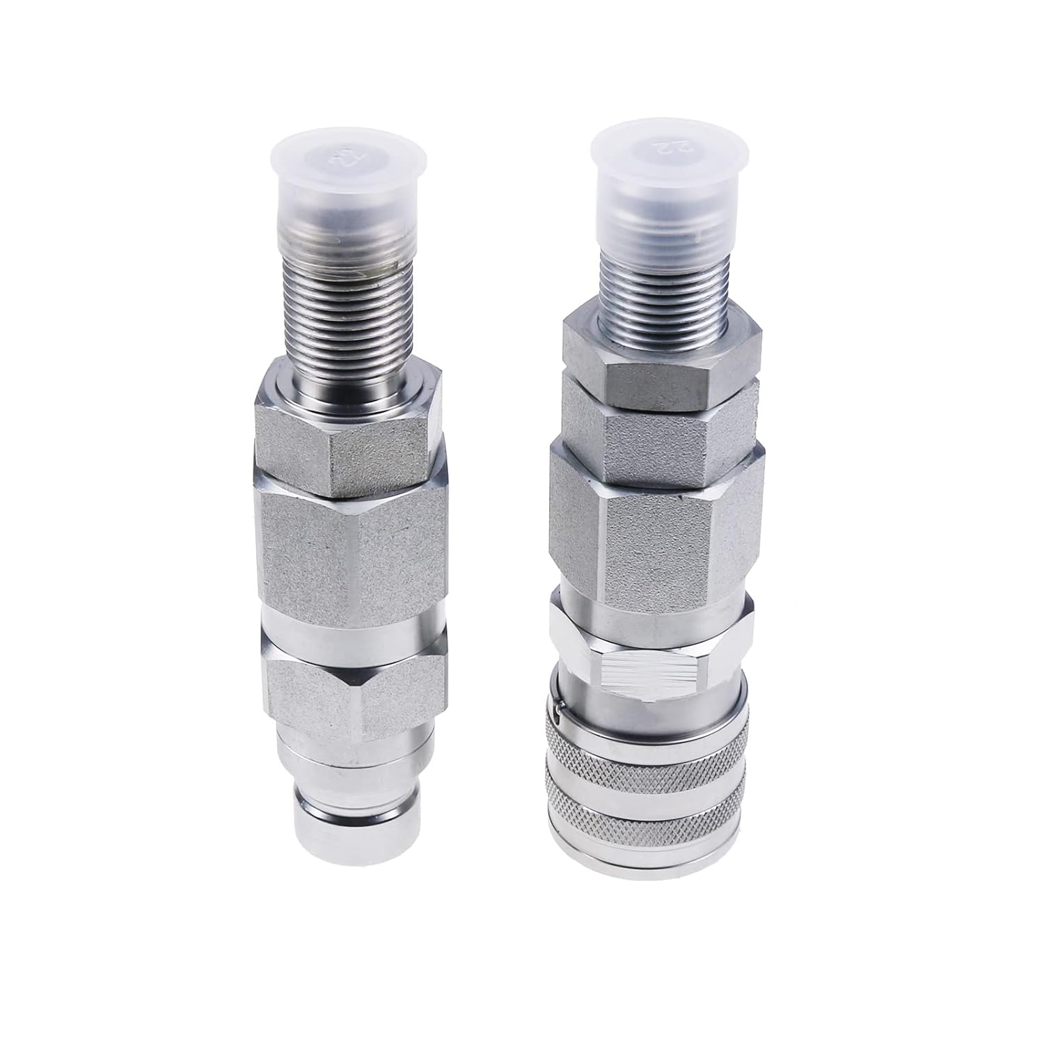 FridayParts 10 JIC Thread 1/2 Flat Face Hydraulic Quick Connect Coupler Set for Bobcat New Holland Case GEHL, Silver