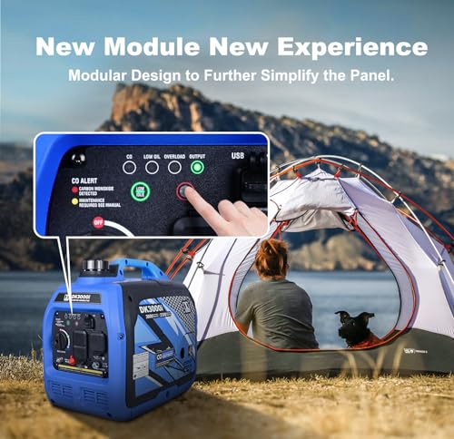 DK 5000W Gas Inverter Generator, Electric Start, 120V 240V Full Power Output, Dual or Tri-fuel Conversion Possible, Wheel & Handle Kit