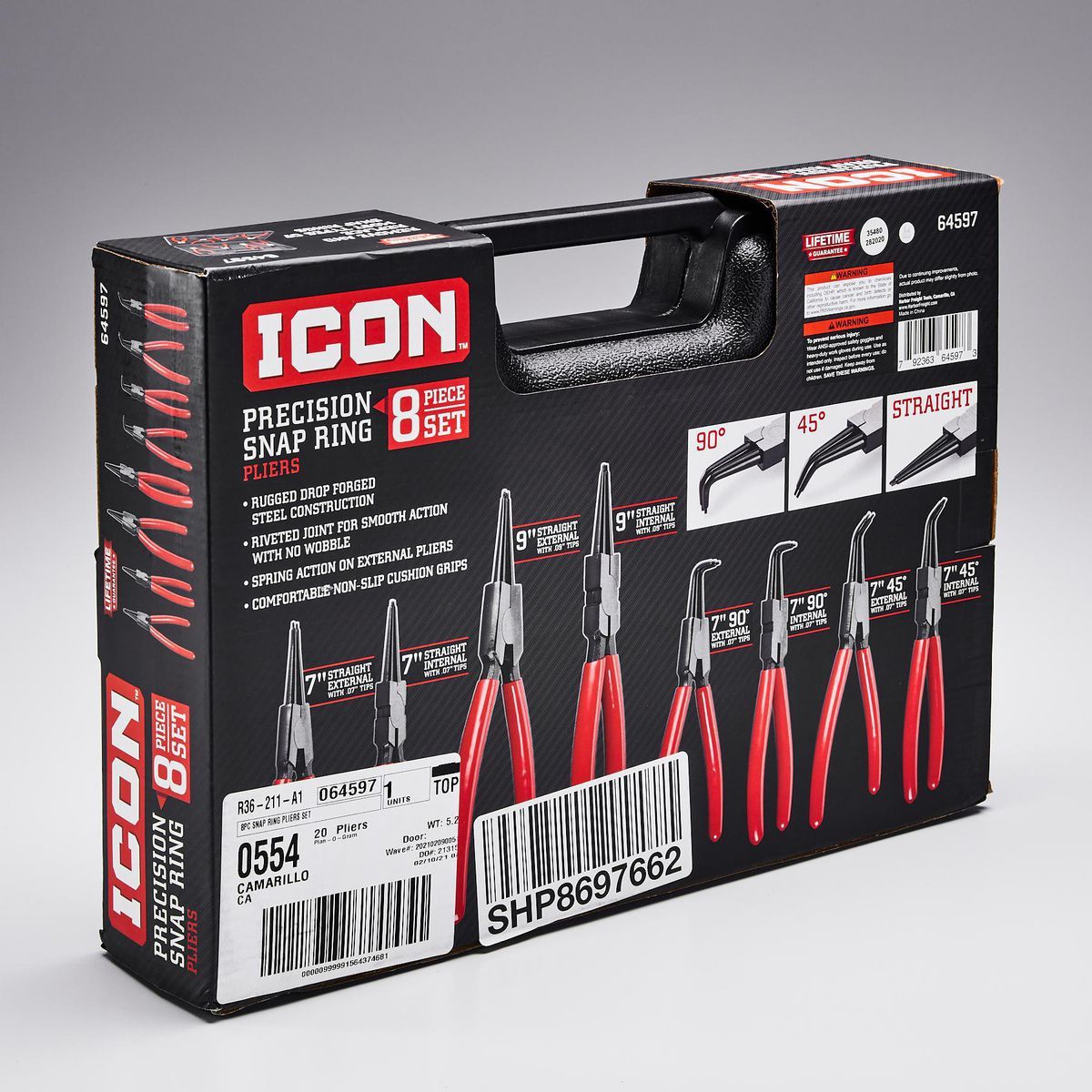 ICON Precision Snap Ring Pliers, 8 Piece