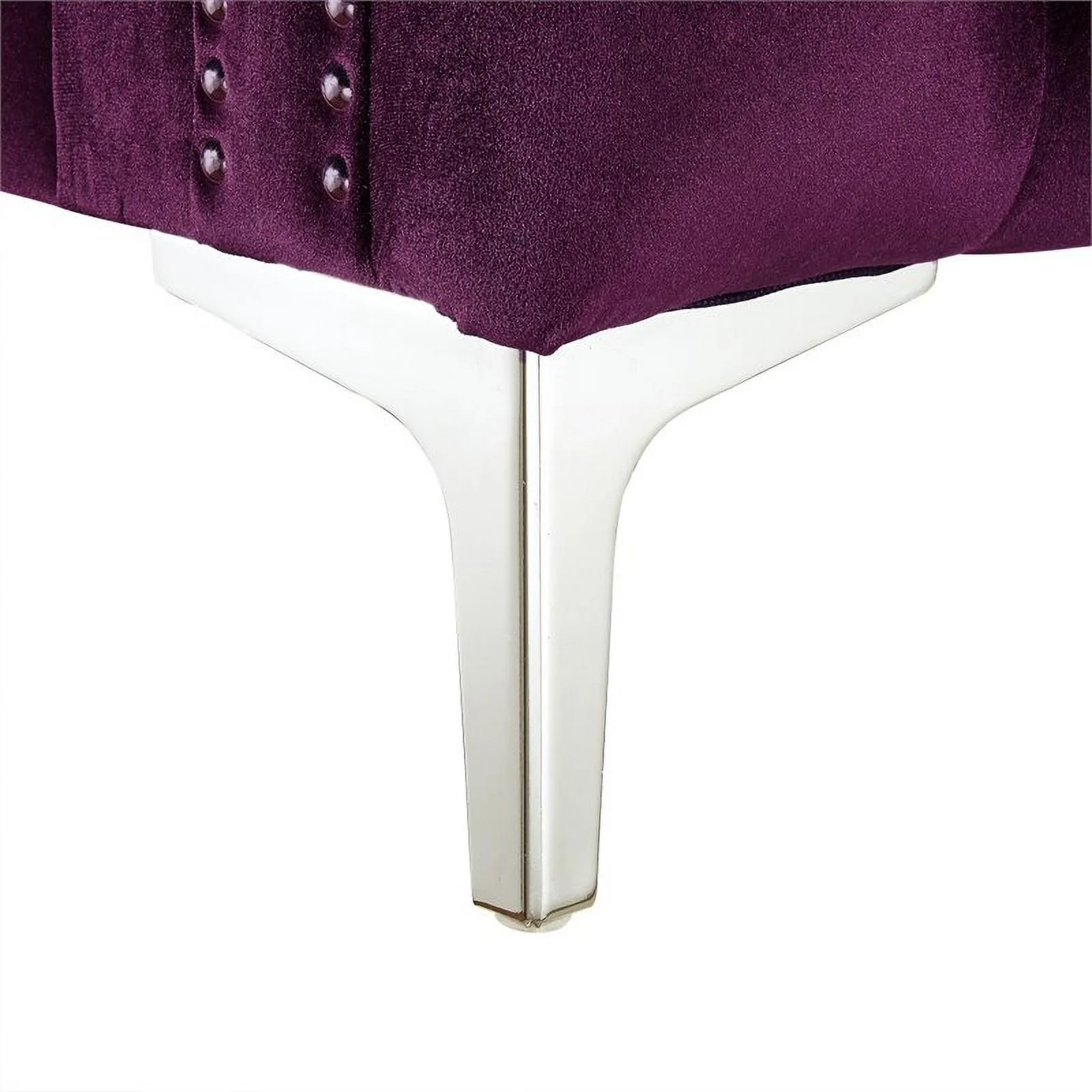 Maklaine 120" Velvet Right Facing Corner Sectional Sofa in Purple