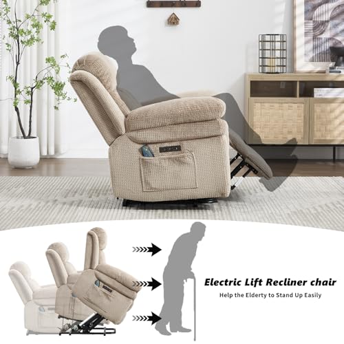 CANMOV 46" Wide Oversize Power Lift Recliner Chair, Extra Large Electric Lift Recliners for Elderly Big
