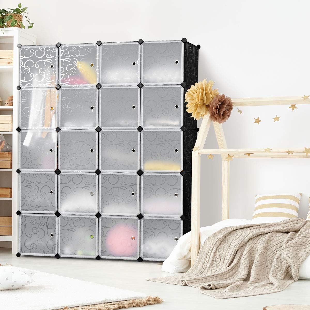 Tangkula Cube Storage Organizer, Cube Closet Storage Shelves, DIY Plastic PP Closet Cabinet, Modular Bookcase