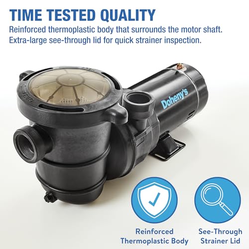 Doheny's Above Ground Pool Pro Swimming Pool Pumps | Above Ground | Updated Motors Have Lower Energy Consumption While Maintaining Equal Performance