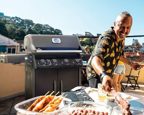 Napoleon Rogue 525 Propane Gas Grill, Black, Stainless Steel Grids, Durable 4-Burner Grill