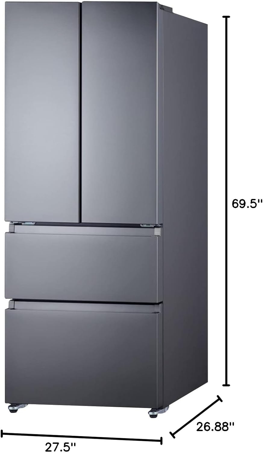 Summit Appliance FDRD152PL 27.5" Wide French Door Refrigerator-Freezer, Stainless Steel Look, Digital Controls, Interior LED Light, Open Door Alarm