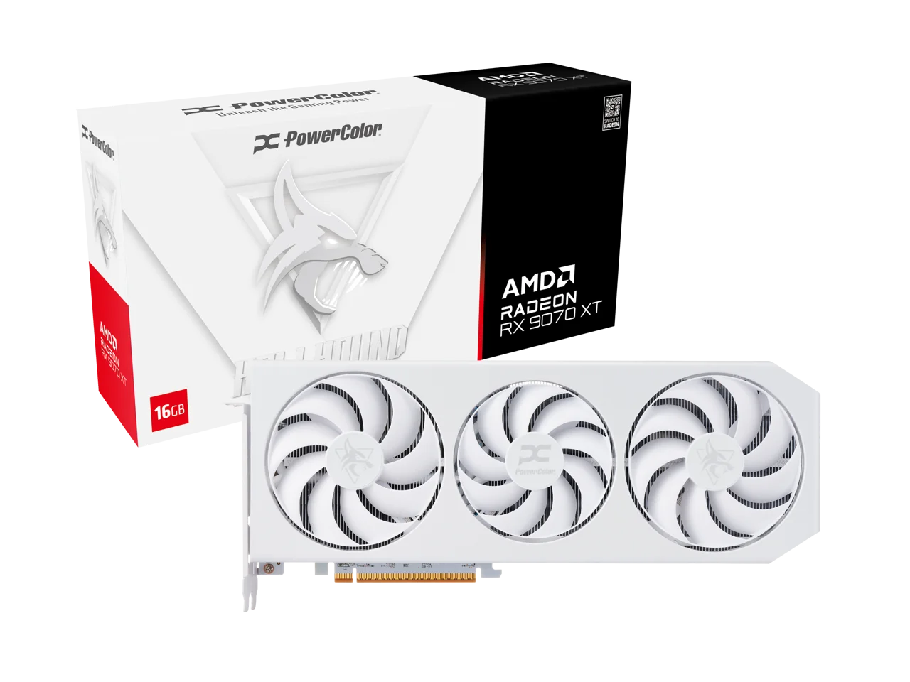 PowerColor Hellhound Radeon RX 9070 XT 16GB GDDR6 PCI Express 5.0 x16 Graphics CARD Hellhound Spectral White AMD Radeon RX 9070 XT 16GB GDDR6