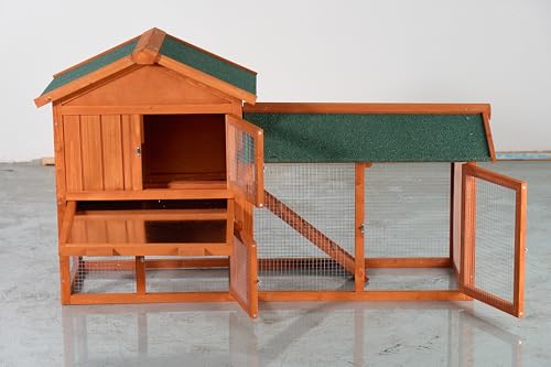 122" Large Chicken Coop with Run,Outdoor Chicken Run W/Nesting Box & Perch,Wooden Hen House W/Ramp & Sliding Trays