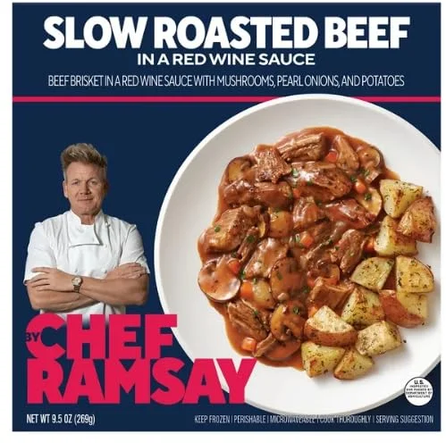 Gordon Ramsay Red Wine Braised Beef, Frozen Meals, 9.5oz - Pack of 10