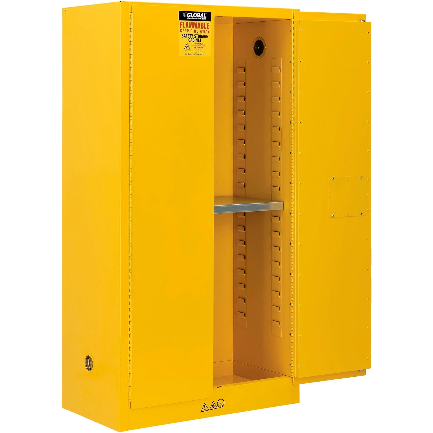 Global Industrial Flammable Cabinet, Manual Close Double Door, 44 Gallon, 34"Wx18"Dx65"H