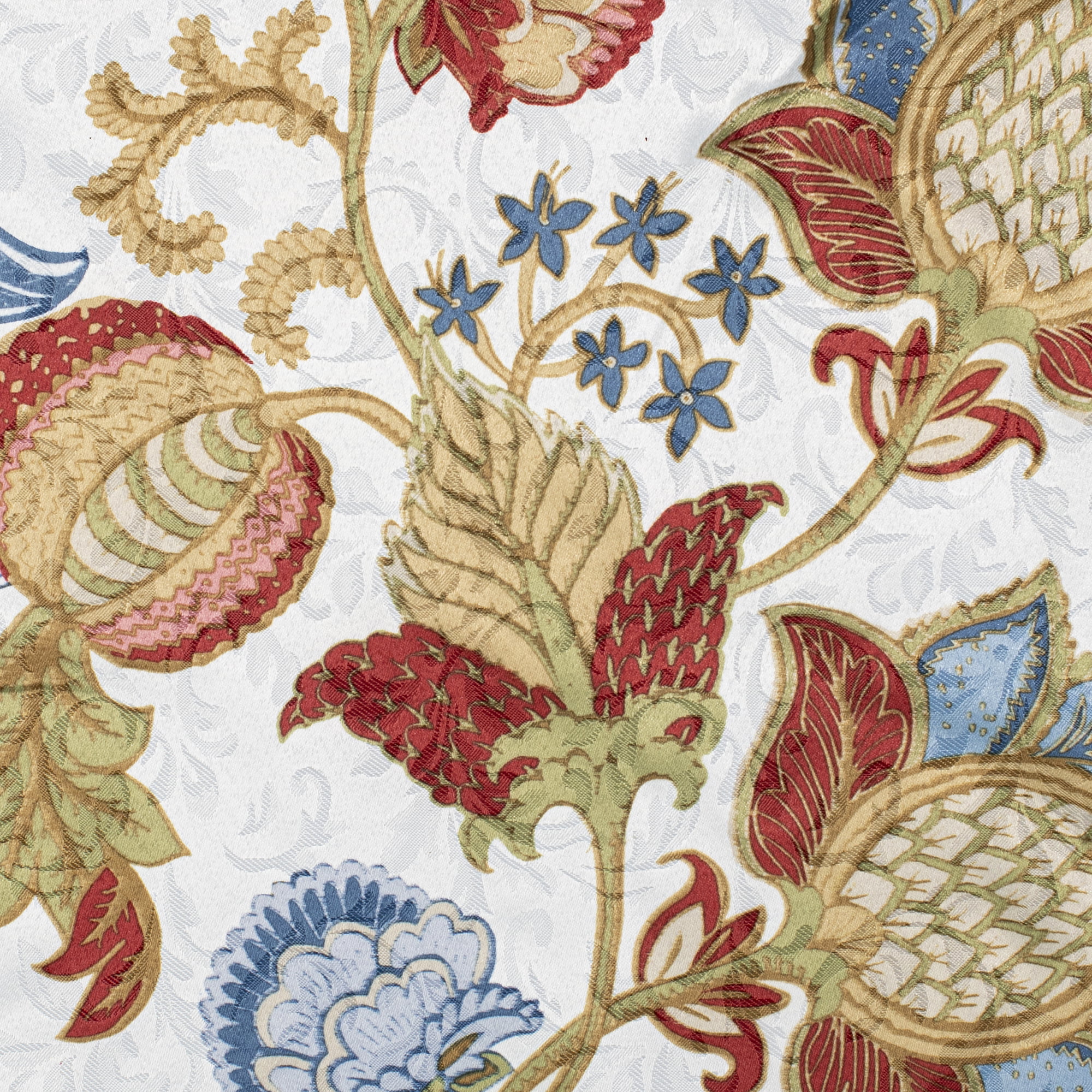 Ellis Cambridge Lined Jacquard Pinch Pleat Jacobean Floral Print Multicolor Drapery 2-Piece Curtain Panels, 144W x 84L