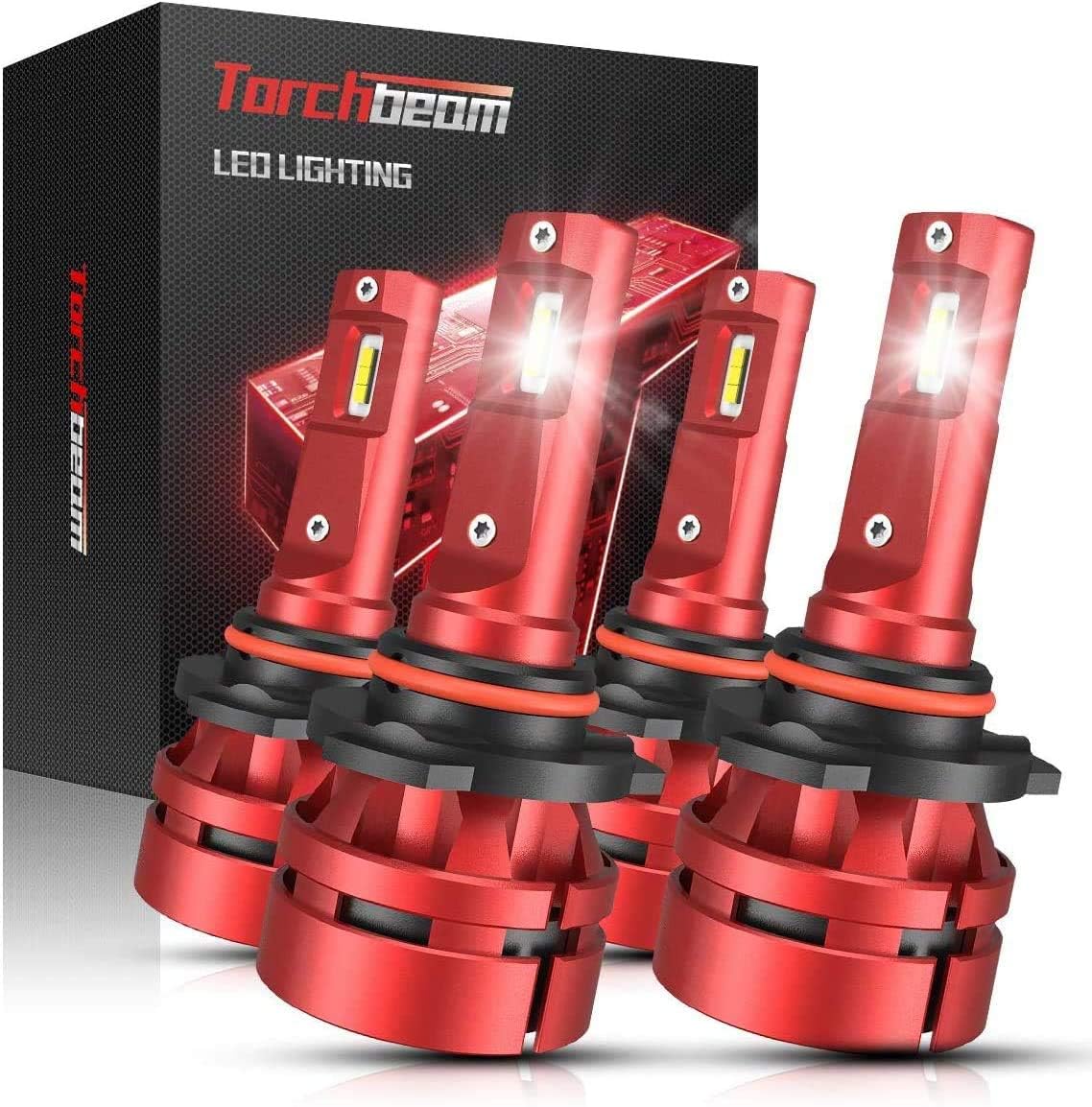 Torchbeam T2 9005/HB3 9006/HB4 LED Bulb Combo, 60W 16000 Lumens 6500K Super Bright Replacement Bulbs Kit, 400% Brightness, Canbus Ready