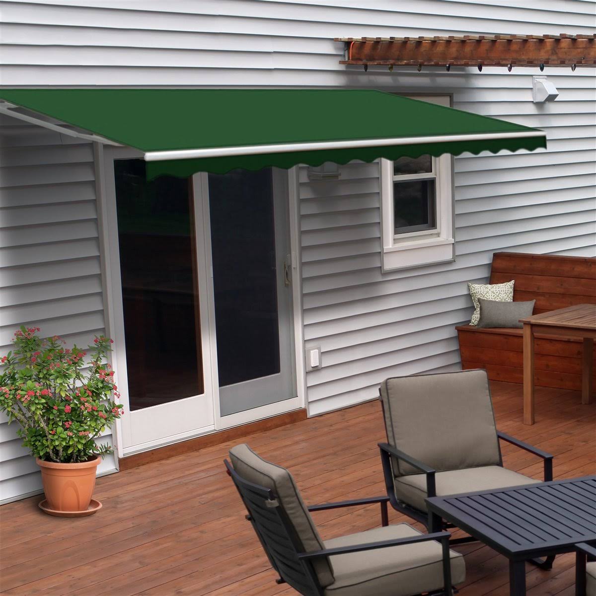 Aleko 12&x10& Motorized Retractable Patio Awning, Green Color