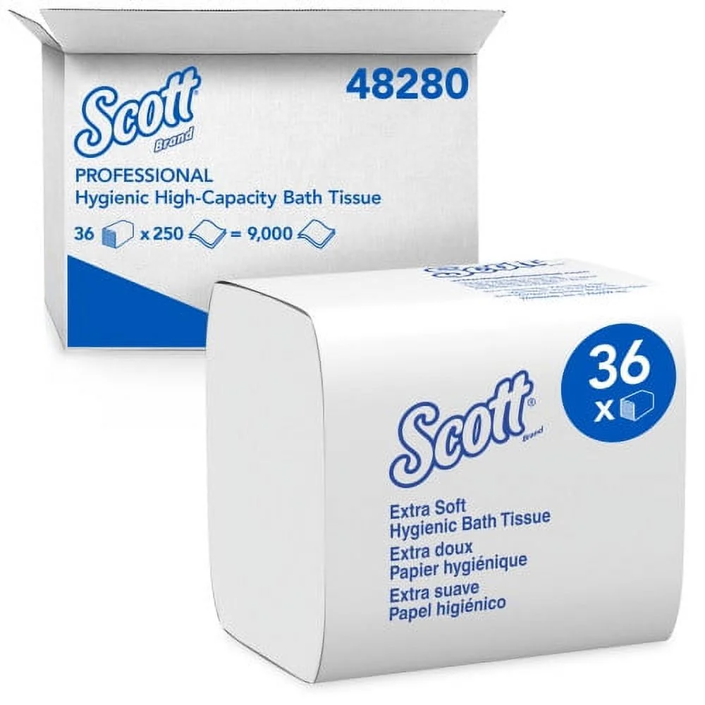 Scott Hygienic Bath Tissue, Septic Safe, 2-Ply, White, 250/Pack, 36 Packs/Carton - Curated Treasures Market